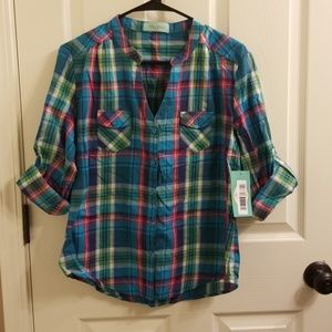 NWT Filly Flair plaid button up shirt